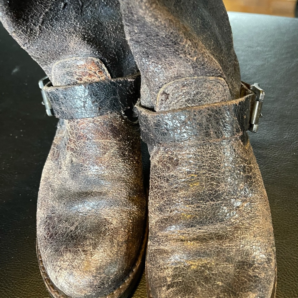 Frye Brown Leather Combat Boots - Picture 6 of 11